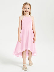 Abiti Damigella Junior Alla Moda Lunghezza Al Polpaccio Gonna Asimmetrica Rosa Bonbon