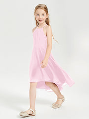 Abiti Damigella Junior Alla Moda Lunghezza Al Polpaccio Gonna Asimmetrica Rosa Bonbon