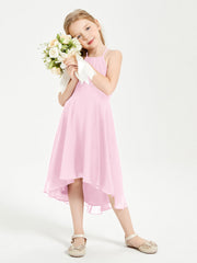 Abiti Damigella Junior Alla Moda Lunghezza Al Polpaccio Gonna Asimmetrica Rosa Bonbon