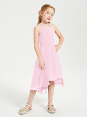 Abiti Damigella Junior Alla Moda Lunghezza Al Polpaccio Gonna Asimmetrica Rosa Bonbon