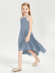 Abiti Damigella Junior Alla Moda Lunghezza Al Polpaccio Gonna Asimmetrica Azzurro Polvere