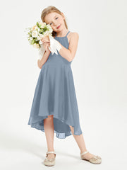Abiti Damigella Junior Alla Moda Lunghezza Al Polpaccio Gonna Asimmetrica Azzurro Polvere