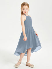 Abiti Damigella Junior Alla Moda Lunghezza Al Polpaccio Gonna Asimmetrica Azzurro Polvere