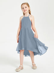 Abiti Damigella Junior Alla Moda Lunghezza Al Polpaccio Gonna Asimmetrica Azzurro Polvere