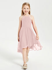 Abiti Damigella Junior Alla Moda Lunghezza Al Polpaccio Gonna Asimmetrica Rosa Polvere