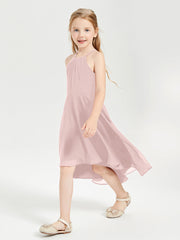 Abiti Damigella Junior Alla Moda Lunghezza Al Polpaccio Gonna Asimmetrica Rosa Polvere