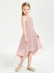 Abiti Damigella Junior Alla Moda Lunghezza Al Polpaccio Gonna Asimmetrica Rosa Polvere