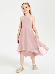 Abiti Damigella Junior Alla Moda Lunghezza Al Polpaccio Gonna Asimmetrica Rosa Polvere