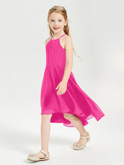 Abiti Damigella Junior Alla Moda Lunghezza Al Polpaccio Gonna Asimmetrica Fucsia