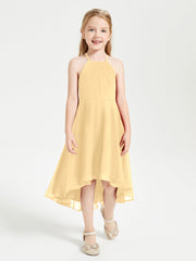 Abiti Damigella Junior Alla Moda Lunghezza Al Polpaccio Gonna Asimmetrica Oro
