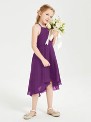 Abiti Damigella Junior Alla Moda Lunghezza Al Polpaccio Gonna Asimmetrica Viola
