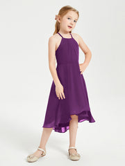 Abiti Damigella Junior Alla Moda Lunghezza Al Polpaccio Gonna Asimmetrica Viola