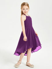 Abiti Damigella Junior Alla Moda Lunghezza Al Polpaccio Gonna Asimmetrica Viola