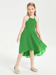 Abiti Damigella Junior Alla Moda Lunghezza Al Polpaccio Gonna Asimmetrica Verde