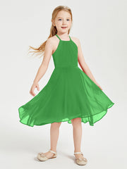 Abiti Damigella Junior Alla Moda Lunghezza Al Polpaccio Gonna Asimmetrica Verde