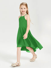 Abiti Damigella Junior Alla Moda Lunghezza Al Polpaccio Gonna Asimmetrica Verde
