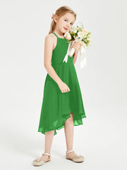 Abiti Damigella Junior Alla Moda Lunghezza Al Polpaccio Gonna Asimmetrica Verde