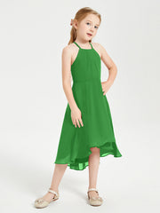 Abiti Damigella Junior Alla Moda Lunghezza Al Polpaccio Gonna Asimmetrica Verde