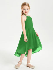 Abiti Damigella Junior Alla Moda Lunghezza Al Polpaccio Gonna Asimmetrica Verde