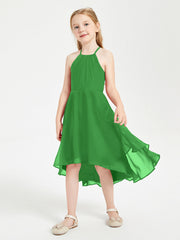 Abiti Damigella Junior Alla Moda Lunghezza Al Polpaccio Gonna Asimmetrica Verde