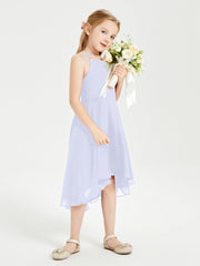 Abiti Damigella Junior Alla Moda Lunghezza Al Polpaccio Gonna Asimmetrica Lavanda