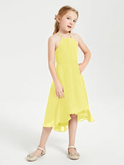 Abiti Damigella Junior Alla Moda Lunghezza Al Polpaccio Gonna Asimmetrica Limone