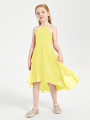Abiti Damigella Junior Alla Moda Lunghezza Al Polpaccio Gonna Asimmetrica Limone