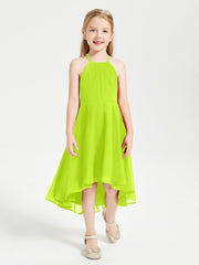 Abiti Damigella Junior Alla Moda Lunghezza Al Polpaccio Gonna Asimmetrica Verde Lime