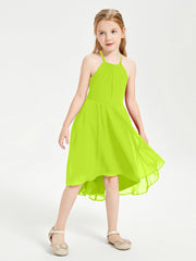 Abiti Damigella Junior Alla Moda Lunghezza Al Polpaccio Gonna Asimmetrica Verde Lime