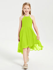 Abiti Damigella Junior Alla Moda Lunghezza Al Polpaccio Gonna Asimmetrica Verde Lime