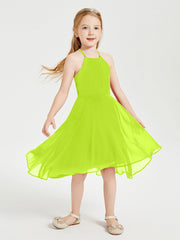 Abiti Damigella Junior Alla Moda Lunghezza Al Polpaccio Gonna Asimmetrica Verde Lime