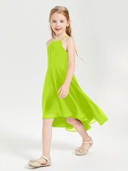Abiti Damigella Junior Alla Moda Lunghezza Al Polpaccio Gonna Asimmetrica Verde Lime