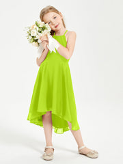 Abiti Damigella Junior Alla Moda Lunghezza Al Polpaccio Gonna Asimmetrica Verde Lime