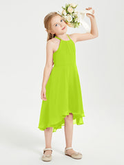 Abiti Damigella Junior Alla Moda Lunghezza Al Polpaccio Gonna Asimmetrica Verde Lime