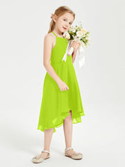 Abiti Damigella Junior Alla Moda Lunghezza Al Polpaccio Gonna Asimmetrica Verde Lime
