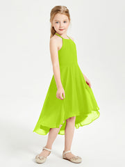 Abiti Damigella Junior Alla Moda Lunghezza Al Polpaccio Gonna Asimmetrica Verde Lime