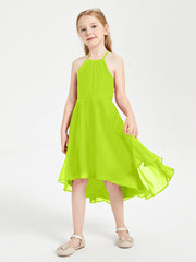 Abiti Damigella Junior Alla Moda Lunghezza Al Polpaccio Gonna Asimmetrica Verde Lime