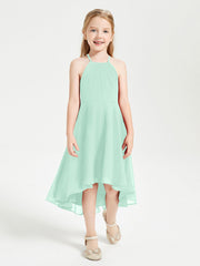 Abiti Damigella Junior Alla Moda Lunghezza Al Polpaccio Gonna Asimmetrica Verde Menta