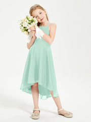 Abiti Damigella Junior Alla Moda Lunghezza Al Polpaccio Gonna Asimmetrica Verde Menta