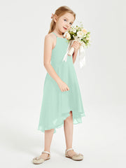 Abiti Damigella Junior Alla Moda Lunghezza Al Polpaccio Gonna Asimmetrica Verde Menta