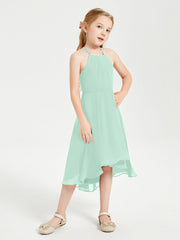Abiti Damigella Junior Alla Moda Lunghezza Al Polpaccio Gonna Asimmetrica Verde Menta
