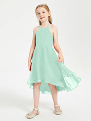 Abiti Damigella Junior Alla Moda Lunghezza Al Polpaccio Gonna Asimmetrica Verde Menta