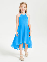 Abiti Damigella Junior Alla Moda Lunghezza Al Polpaccio Gonna Asimmetrica Blu Oceano