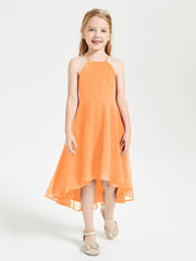 Abiti Damigella Junior Alla Moda Lunghezza Al Polpaccio Gonna Asimmetrica Arancio