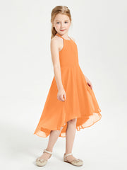 Abiti Damigella Junior Alla Moda Lunghezza Al Polpaccio Gonna Asimmetrica Arancio