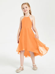Abiti Damigella Junior Alla Moda Lunghezza Al Polpaccio Gonna Asimmetrica Arancio