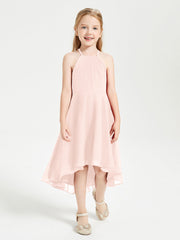 Abiti Damigella Junior Alla Moda Lunghezza Al Polpaccio Gonna Asimmetrica Rosa Perlato
