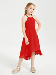 Abiti Damigella Junior Alla Moda Lunghezza Al Polpaccio Gonna Asimmetrica Rosso