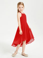 Abiti Damigella Junior Alla Moda Lunghezza Al Polpaccio Gonna Asimmetrica Rosso