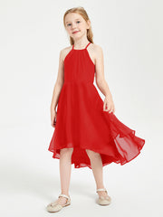 Abiti Damigella Junior Alla Moda Lunghezza Al Polpaccio Gonna Asimmetrica Rosso